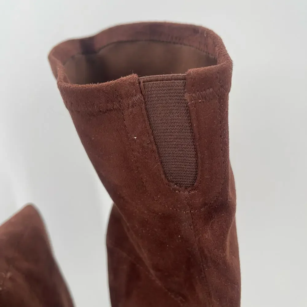 MARC FISHER LTD Onyse Boots Size 6.5 Faux Suede Chocolate Brown NEW Over Knee